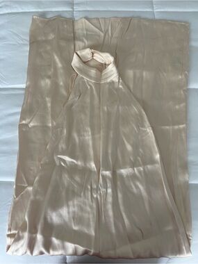 Zara Satin High-Neck Slip Dress in Light Beige